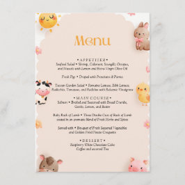 Chá de Bebê Menu Animais da Fazenda