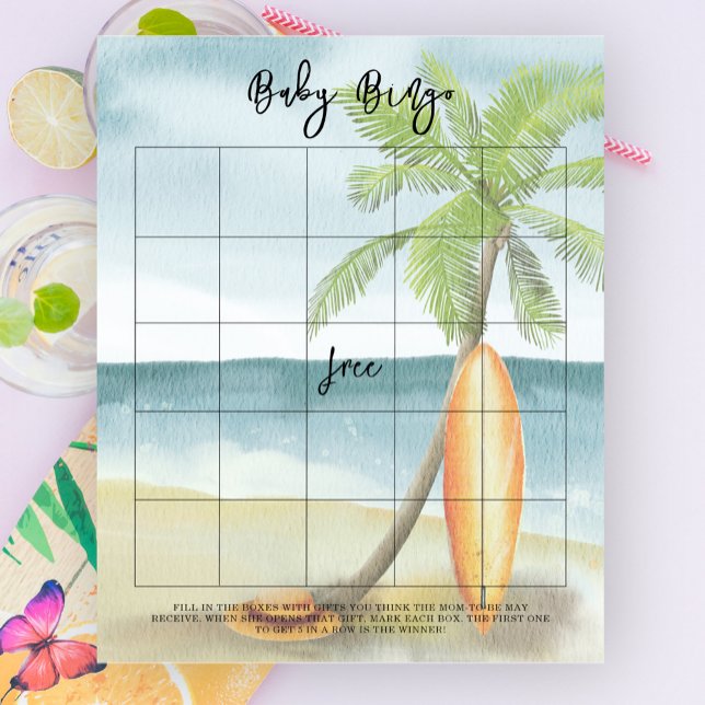 Chá de bebê na praia - Jogo de bingo de bebê (Criador carregado)