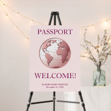 Chá de Bebê Passaporte do Globo Rosa Viagem