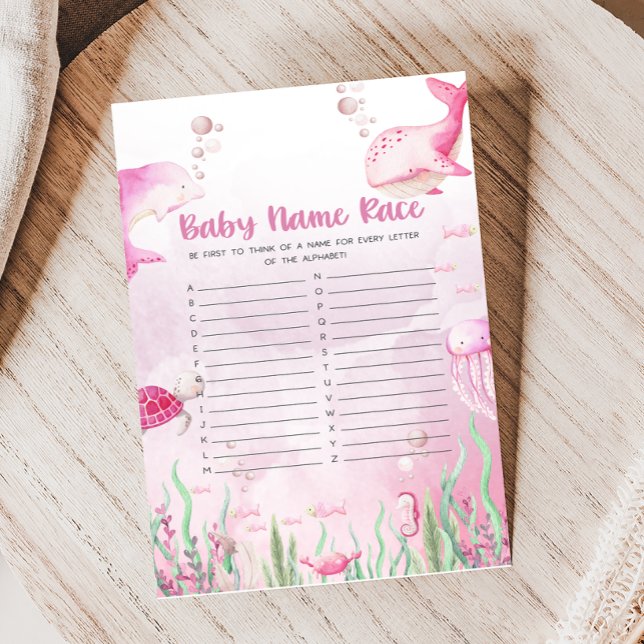 Chá de Bebê Rosa Debaixo do Mar Jogo de Corrida de (Under the Sea Baby Shower Game)