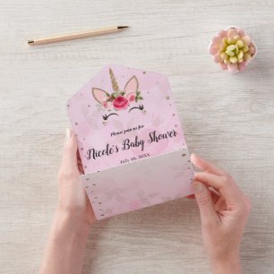 Chá de Bebê Rosa e Dourado Tendência Tudo em Um