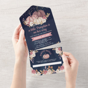 Chá de Bebê Rosa Poeirento Floral Abóbora Azul Mar