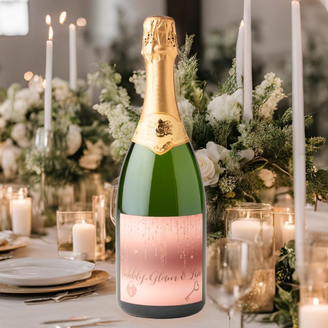 Chá de Bebê Rose Gold Confete (Elegant Rose Gold Confetti Wine Label – Perfect for bridal showers, weddings, and special toasts.


)