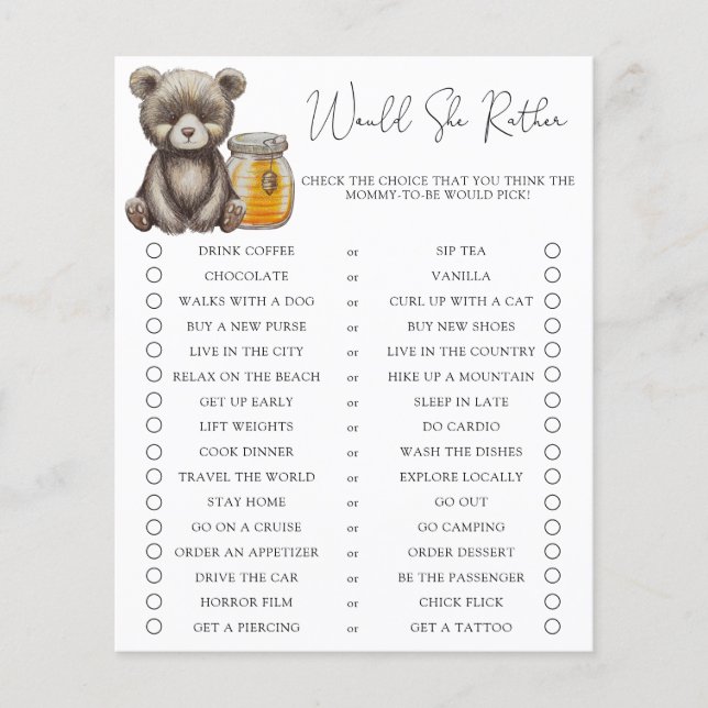 Chá de Bebê Urso com Mel / Ou Ela Preferiria (Frente)