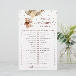 Chá de Bebê Urso de Pelúcia O Que a Mamãe Preferir