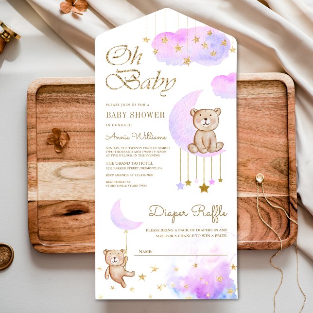 Chá de Bebê Urso Teddy Lua Roxa Suave (Criador carregado)
