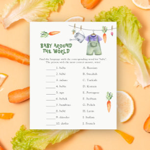 Chá de bebê vegetariano - jogo do bebê ao redor do
