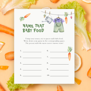 Chá de bebê vegetariano - Nomeie a comida do bebê