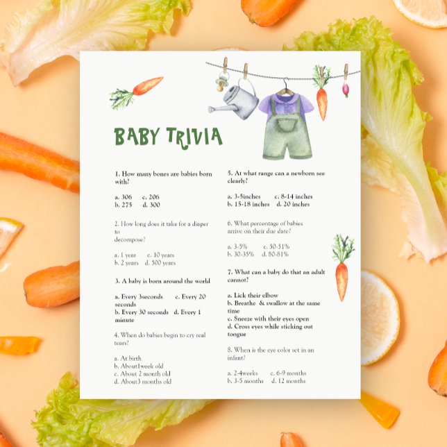 Chá de bebê veggie Trivia de Bebê | Jogo de Chá de (Criador carregado)
