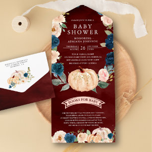 Chá de Bebê Vermelho Burgundy Abóbora Floral Pêsse