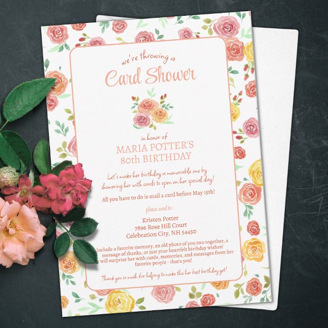 Chá de Cartão de Aniversário 80 de Rosa de de Aqua (Criador carregado)