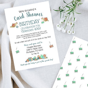 Chá de Cartão de Aniversário com Aquarela de Aves 