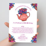 Chá de Cartão de Aniversário do Conjunto de Equipe<br><div class="desc">Celebre um aniversário de um marco de uma forma única e sincera com este bonito Chá de Cartão de Aniversário de Bule pelo Mail Invitation. Este elegante convite inspirado no chá apresenta um bule de chá desenhado à mão adornado com um belo buquê floral em cor rosa quente, definindo o...</div>
