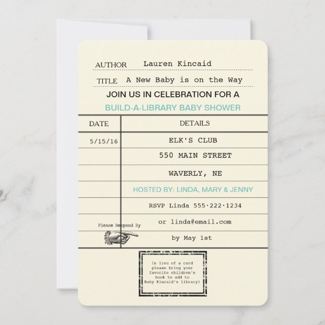 Chá de Cartão de Biblioteca de Bebê Neutro de Gêne (Frente)