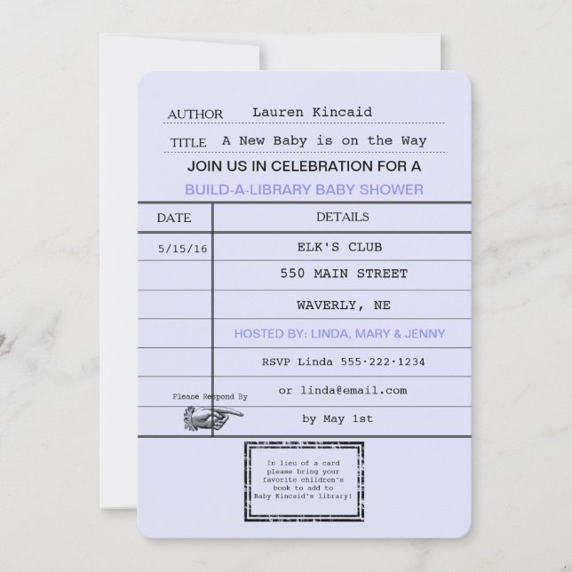 Chá de Cartão de Biblioteca de Bebê Neutro de Gêne (Frente)