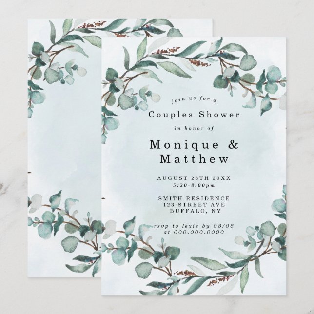 Chá de Casais Eucalyptus Vermelhos Dusty Blue (Frente/Verso)