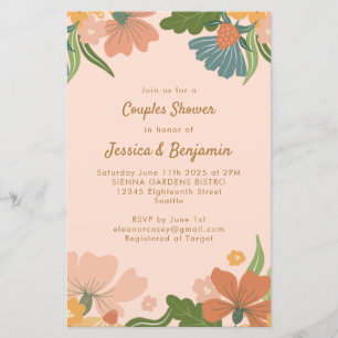 Chá de Casais Florais Laranja Blush de Boho de Orç