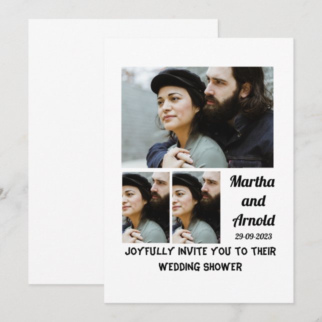 Chá de casamento Convite personalizado 3 Colagem d (Frente/Verso)