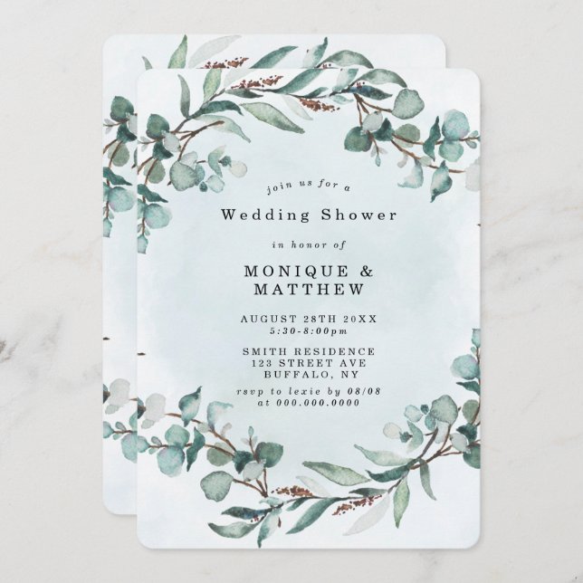 Chá de casamento Eucalyptus Vermelhos (Frente/Verso)