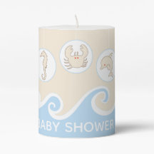Chá de fraldas 3 x 4" Pillar Candle Beach Mobile