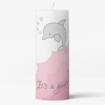 Chá de fraldas 3 x golfinho rosa com velas de 8"