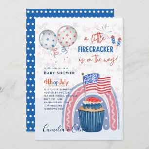 chá de fraldas 4 de julho CONVITE Cupcake Firecrac