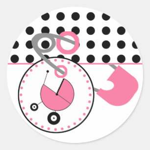 Chá de fraldas adesivo - Bolinhas e pino de Fralda