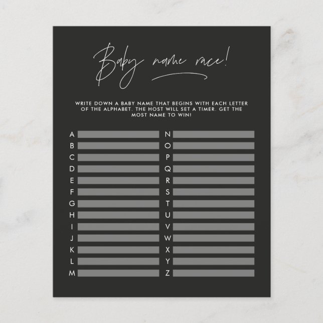 Chá de fraldas adivinha o nome negro moderno (Frente)