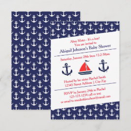 Chá de fraldas Ahoy Anchors - Convite 3x5