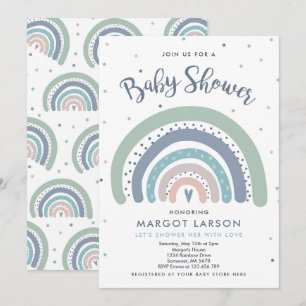 Chá de fraldas Arco-Íris Convite Pastel Mudado A