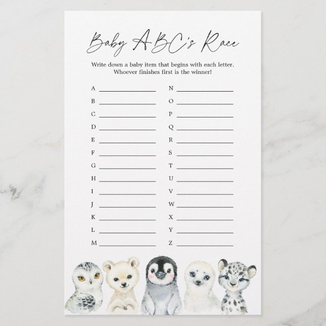 Chá de fraldas Ártico Jogo de Raça do ABC (Frente)