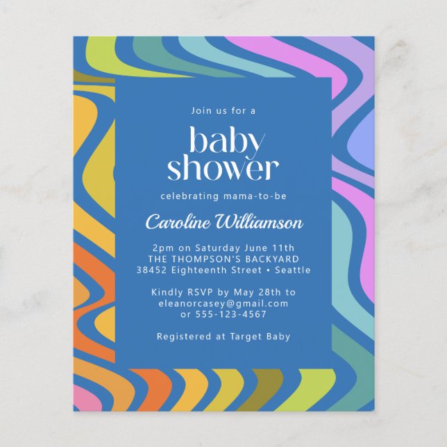 Chá de fraldas Azul Abstrato do Groovy de Orçament (Frente)