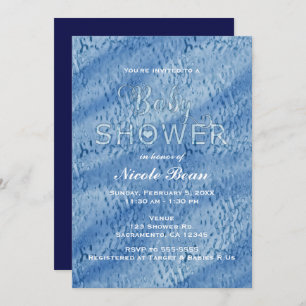 Chá de fraldas Azul Abstrato Rain Abaixa Convite