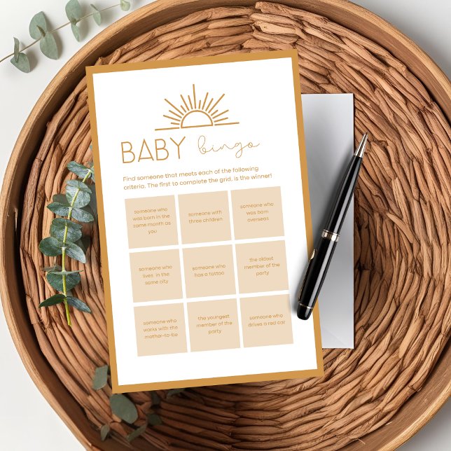 Chá de fraldas Baby Bingo Game Sunshine Boho (Criador carregado)