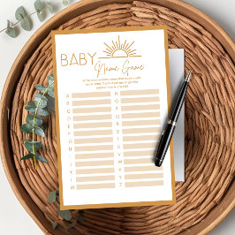 Chá de fraldas Baby Name Game Sunshine Boho