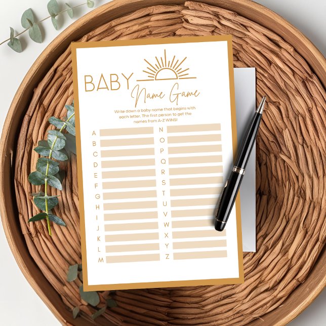 Chá de fraldas Baby Name Game Sunshine Boho (Criador carregado)