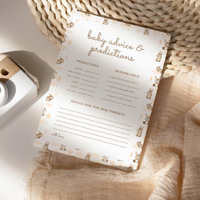 Chá de fraldas Bebê Rabbit Predições e Cartão de A (Criador carregado)