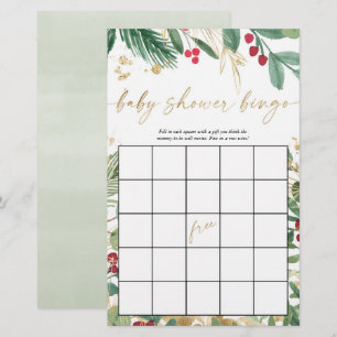 Chá de fraldas bingo de natal de férias verde-ouro