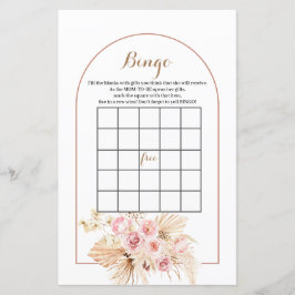Chá de fraldas Bingo Jogo Rosa Boho Floral Pampas