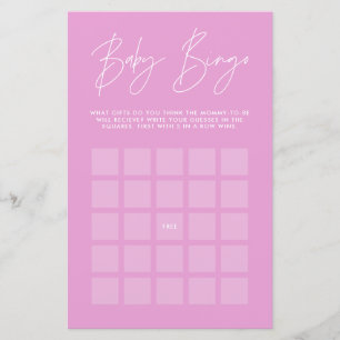 Chá de fraldas bingo moderno cera brilhante rosa