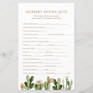Chá de fraldas Boho Cactus Rhyme Quiz