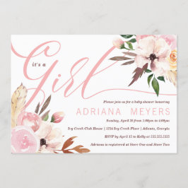 Chá de fraldas Boho, Convite Floral Por Aquarela