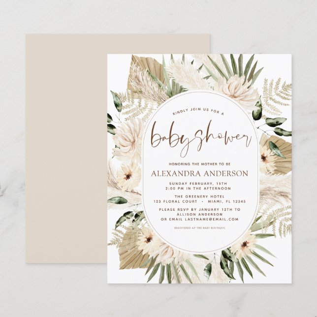 Chá de fraldas Boho Eucalyptus (Frente/Verso)