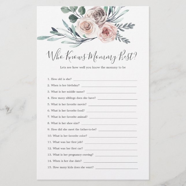 Chá de fraldas Boho Rosa que conhece melhor a Mamã (Frente)