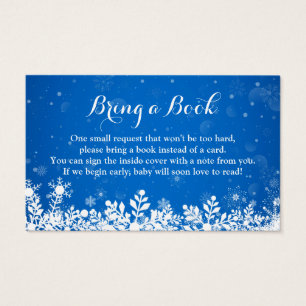 Chá de fraldas Book Request Winter Blue Snowflakes