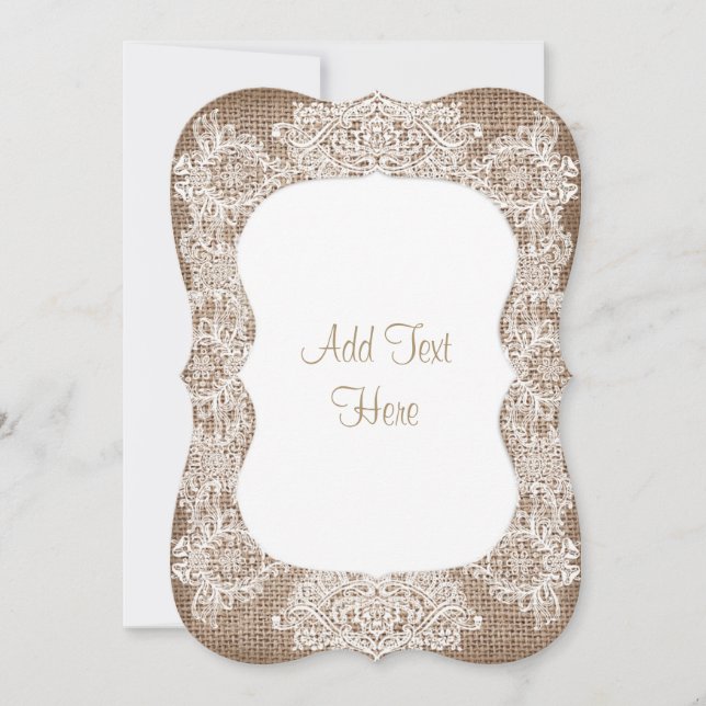 Chá de fraldas Burlap e Lace Adicionar Convite de  (Frente)