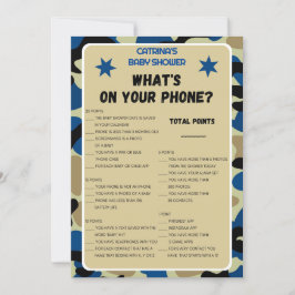 Chá de fraldas Camo Azul - Nome Editável, Convite 