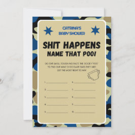 Chá de fraldas Camo Azul - Nome Editável, Convite 