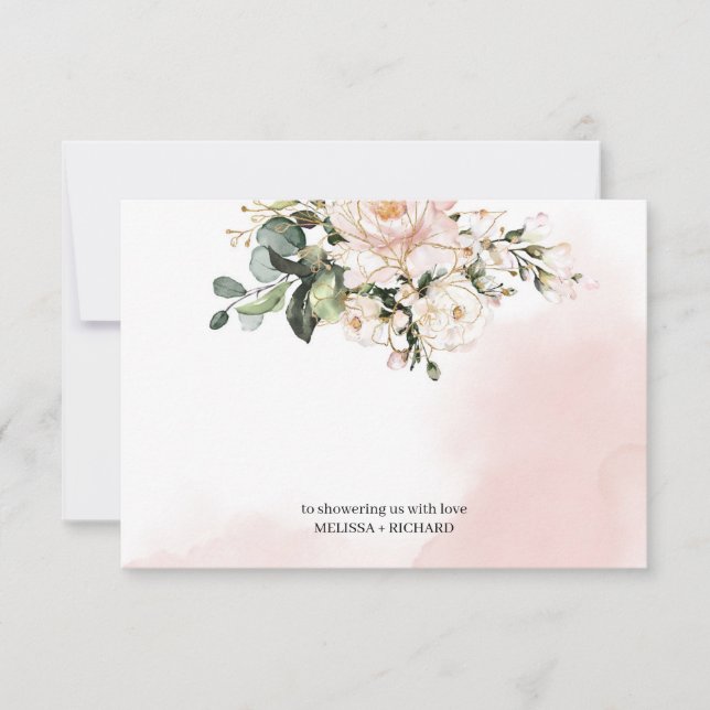 Chá de fraldas cartões de agradecimentos nota cor- (Frente)