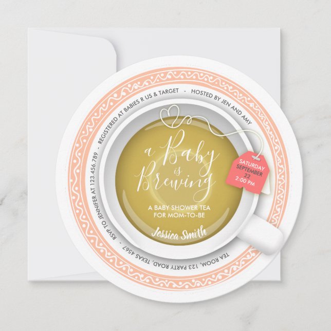 Chá de fraldas chá convite Festa de chá Festa de b (Frente)